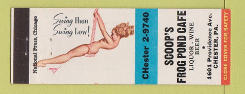 Matchbook Cover - Scoop's Frog Pond Cafe Chester PA pinup #1