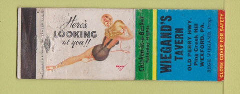 Matchbook Cover - Wiegand's Tavern Wexford PA pinup WORN