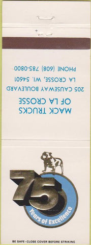 Matchbook Cover - Mack Trucks 75th Anniversary LaCrosse WI