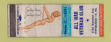 Matchbook Cover - All War Veterans Club Pittsburgh PA pinup WORN