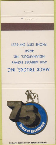 Matchbook Cover - Mack Trucks 75th Anniversary Indianapolis IN