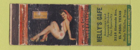 Matchbook Cover - Nelly's Cafe El Paso TX pinup WORN