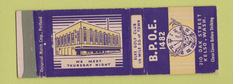 Matchbook Cover - Elks Lodge Kelso WA