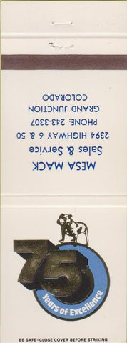 Matchbook Cover - Mack Trucks 75th Anniversary Grand Junction CO