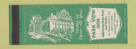 Matchbook Cover - Park View Inn Berkeley Springs WV
