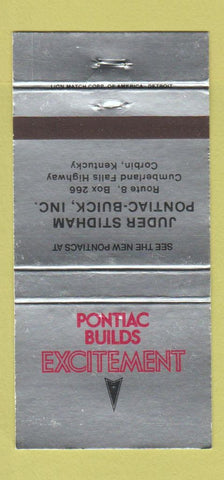Matchbook Cover - Juder Stidham Pontiac Buick Corbin KY 30 Strike