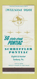 Matchbook Cover - 1956 Pontiac Sunbury PA 30 Strike