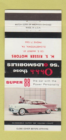Matchbook Cover - 1956 Oldsmobile Super 88 Elizabethtown PA 30 Strike