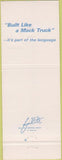Matchbook Cover - Mack Trucks 75th Bridgewater NJ Atlanta GA Hayward CA