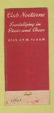 Matchbook Cover - Club Nocturne New York City WORN SAMPLE 30 Stick
