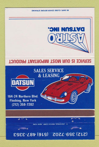 Matchbook Cover - Astro Datsun cars Flushing NY 40 Strike