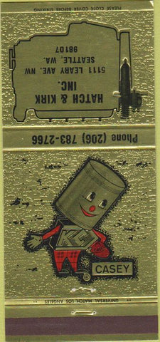 Matchbook Cover - Casey Parts Hatch Kirk Seattle WA