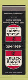 Matchbook Cover - Black Baron Restaurant Annandale VA Fairfax