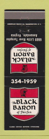 Matchbook Cover - Black Baron Restaurant Annandale VA Fairfax