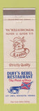 Matchbook Cover - Duff's Rebel Restaurant Winchester VA