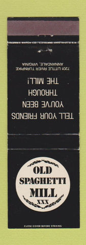 Matchbook Cover - Old Spaghetti Mill Annandale VA