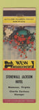 Matchbook Cover - Stonewall Jackson Hotel Manassas VA