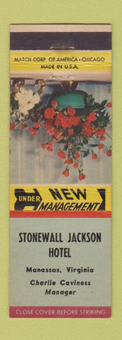 Matchbook Cover - Stonewall Jackson Hotel Manassas VA