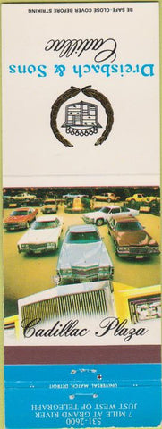 Matchbook Cover - Driesbach  and  Sons Cadillac Detroit MI