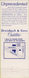 Matchbook Cover - Driesbach  and  Sons Cadillac Detroit MI