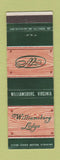 Matchbook Cover - Williamsburg Lodge VA