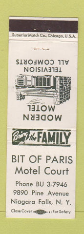 Matchbook Cover - Bit of Paris Motel Court Niagara Falls NY
