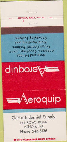Matchbook Cover - Aeroquip Clarke Industrial Supply Athents GA