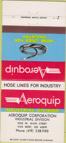 Matchbook Cover - Aeroquip Hose Lines Van Wert OH