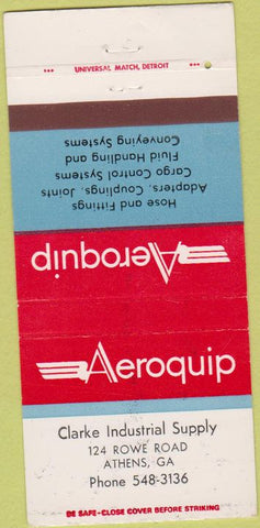 Matchbook Cover - Aeroquip Clarke Industrial Supply Athents GA