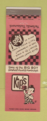 Matchbook Cover - Kip's Big Boy Hamburgers Dallas Fort Worth Houston TX