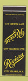 Matchbook Cover - Riviera City Island NY