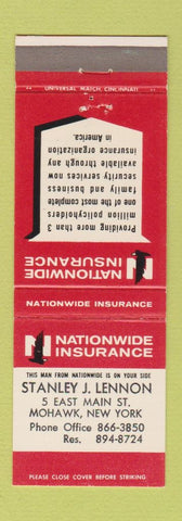 Matchbook Cover - Nationwide Insurance Stanley Lennon Mohawk NY