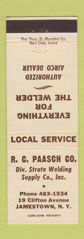 Matchbook Cover - RC Paasch Welding Equipment Jamestown NY