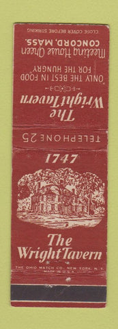 Matchbook Cover - The Wright Tavern Concord MA low phone # WEAR