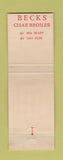 Matchbook Cover - Becks Char Broiler Dallas TX Hamburgers