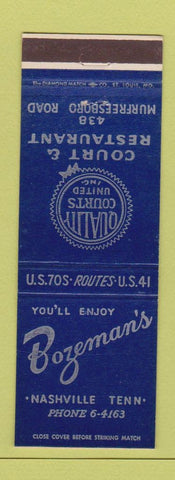 Matchbook Cover - Bozeman's Court Restaurant Nashville TN