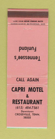 Matchbook Cover - Capri Motel Restaurant Crossville TN