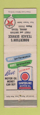 Matchbook Cover - Robertson's Texaco oil gas Irving TX