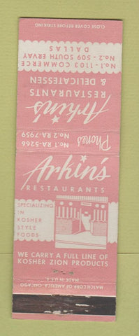 Matchbook Cover - Arkin's Restaurant Deli Dallas TX WEAR