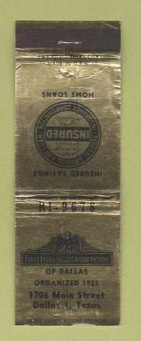 Matchbook Cover - First Federal Savings and Loan Dallas TX WEAR