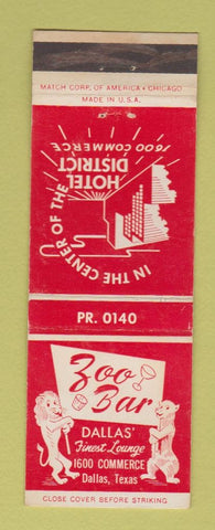 Matchbook Cover - Zoo Bar Dallas TX