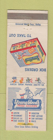 Matchbook Cover - Youngblood's Fried Chicken Dallas Beaumont Port Arthur TX