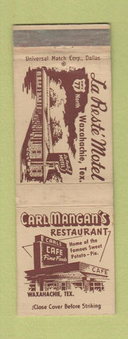Matchbook Cover - La Reste Motel Waxahachie TX Carl Mangan's WEAR