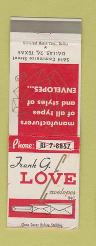 Matchbook Cover - Frank Love Envelopes Dallas TX