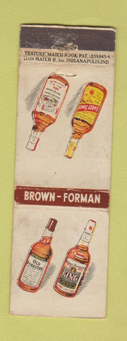 Matchbook Cover Brown Forman liquors Old Forester King Early Times feature WORN