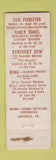 Matchbook Cover Brown Forman liquors Old Forester King Early Times feature WORN