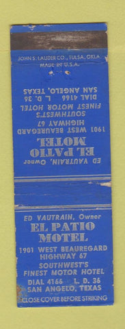Matchbook Cover - El Patio Motel San Angelo TX WEAR