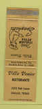 Matchbook Cover - Villa Venice Ristorante Dallas TX Italian