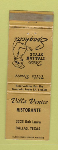 Matchbook Cover - Villa Venice Ristorante Dallas TX Italian