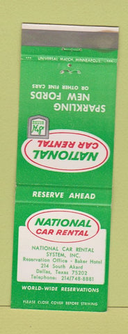Matchbook Cover - National Car Rental Ford Dallas TX